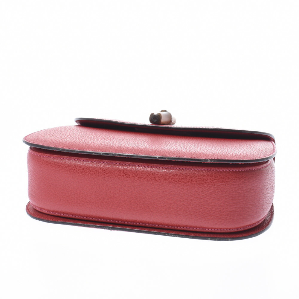 Gucci Bag Handbag Handle Bamboo Pigskin Red Top - Picture 5 of 11